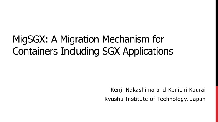 migsgx a migration mechanism for containers n.w