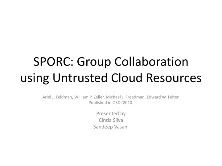 sporc group collaboration using untrusted cloud n.w