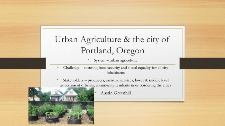urban agriculture the city of portland oregon n.w