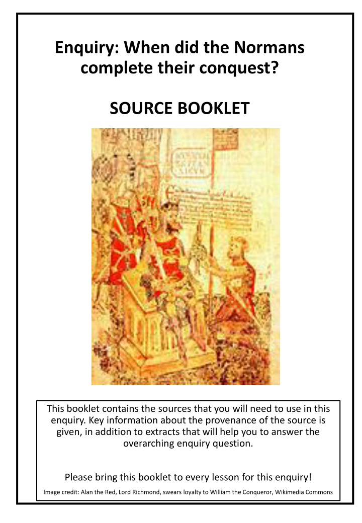 enquiry when did the normans complete their n.w