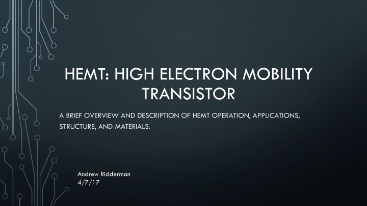 hemt high electron mobility transistor n.w