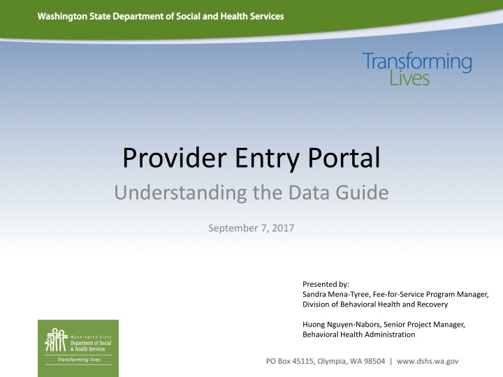 provider entry portal understanding the data guide n.w
