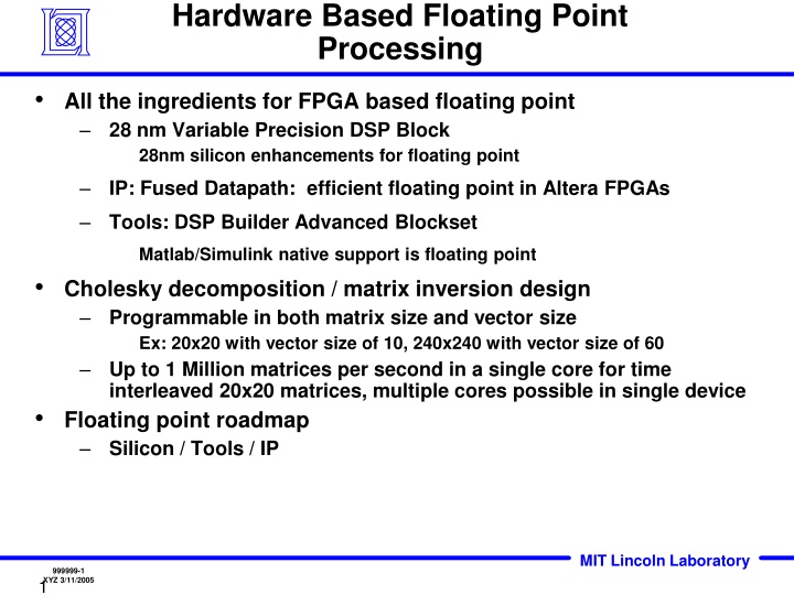 hardware based floating point processing n.w