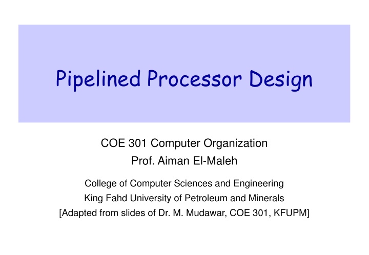 pipelined processor design n.w