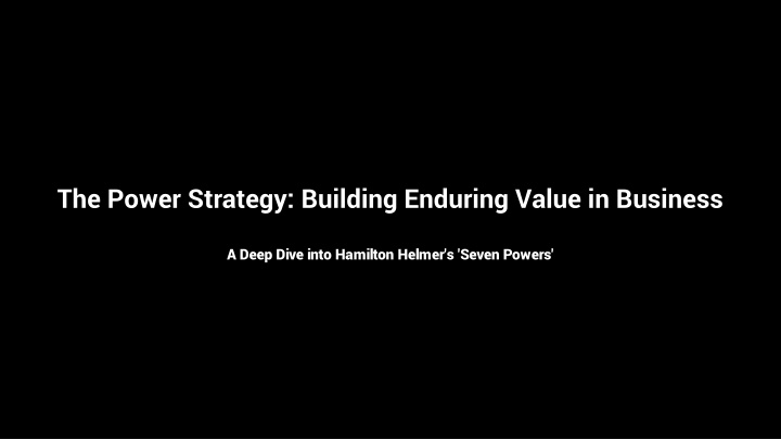 the power strategy building enduring value n.w