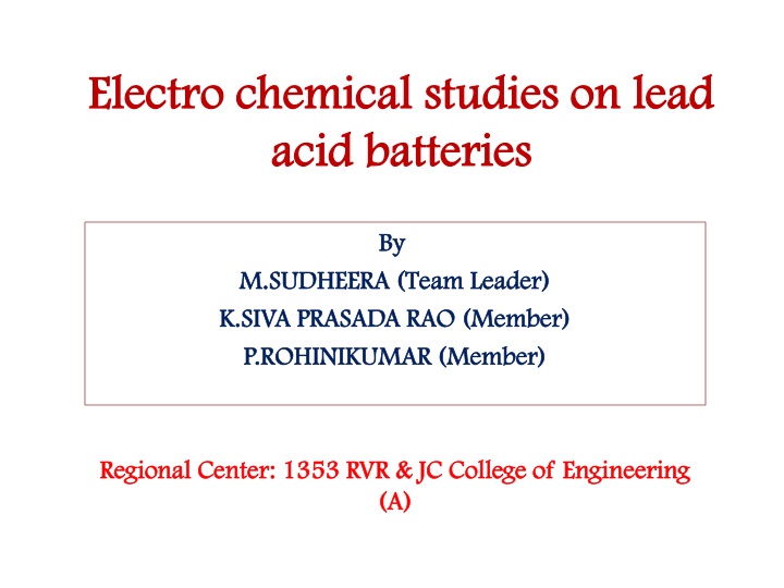 electro chemical studies on lead electro chemical n.w