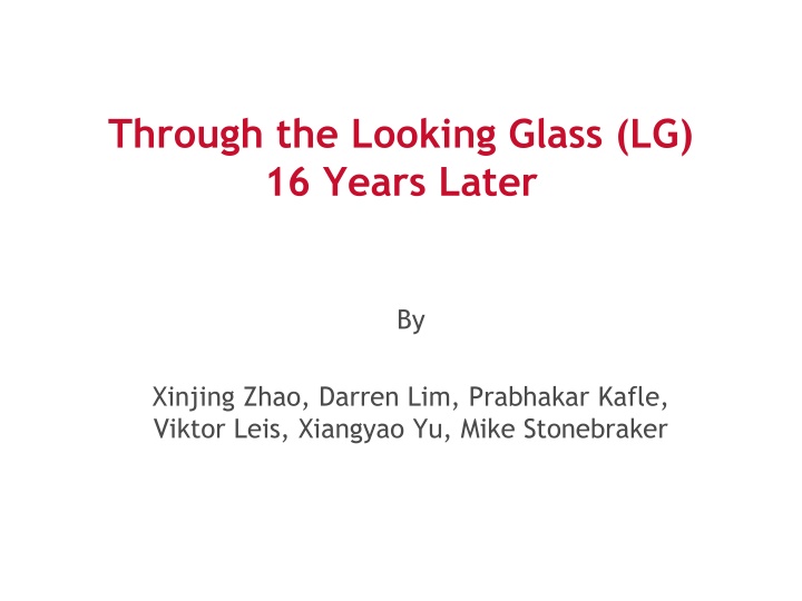 through the looking glass lg 16 years later n.w