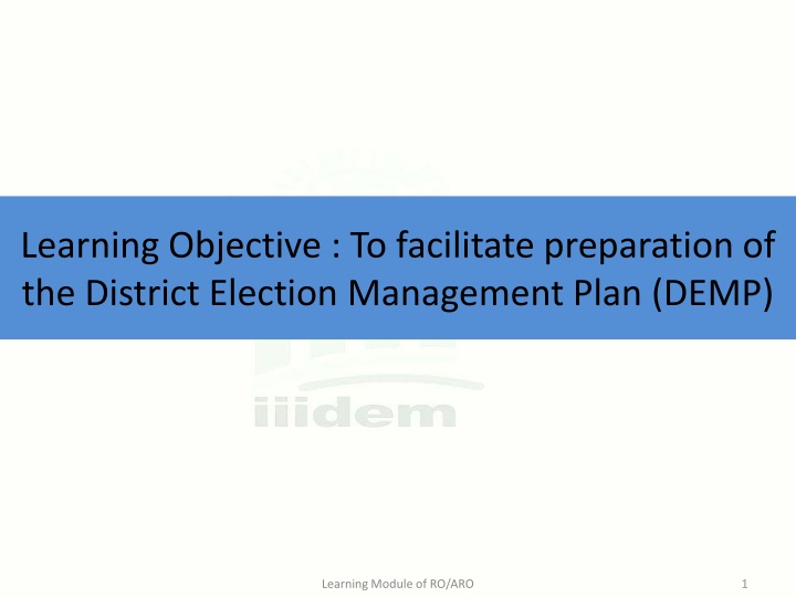 learning objective to facilitate preparation n.w