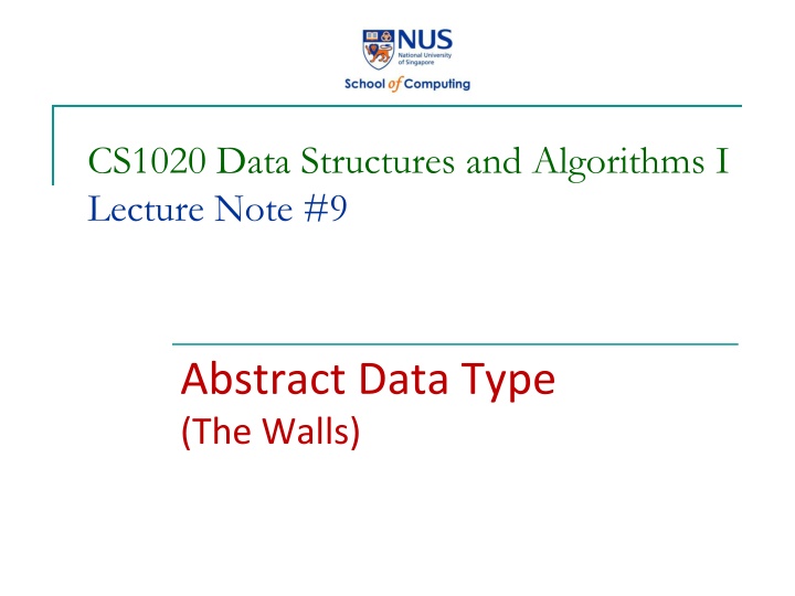 cs1020 data structures and algorithms i lecture n.w