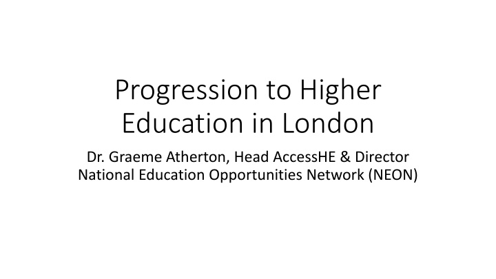 progression to higher education in london n.w