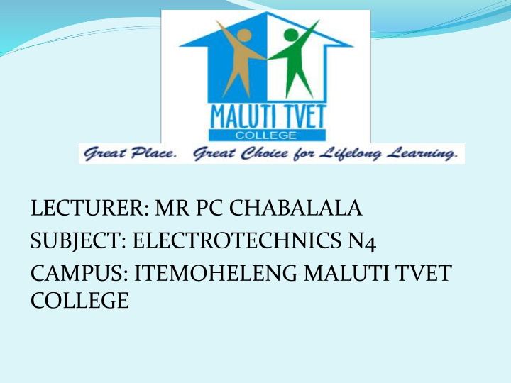 lecturer mr pc chabalala subject electrotechnics n.w