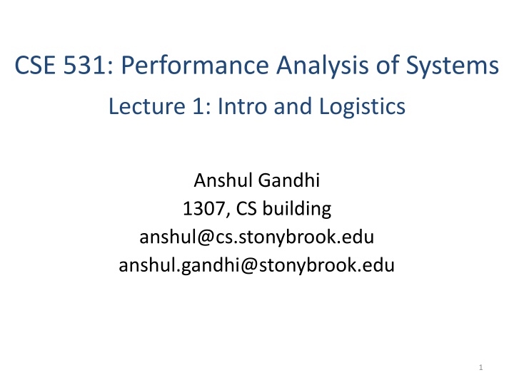 cse 531 performance analysis of systems n.w