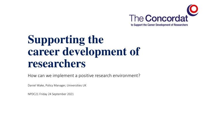 supporting the career development of researchers n.w