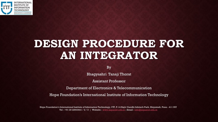 Design Procedure for Integrator Circuit