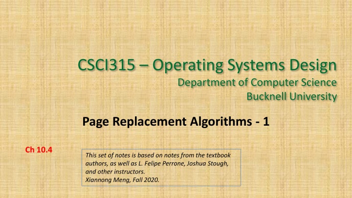 csci315 operating systems design department n.w