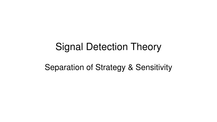 signal detection theory n.w