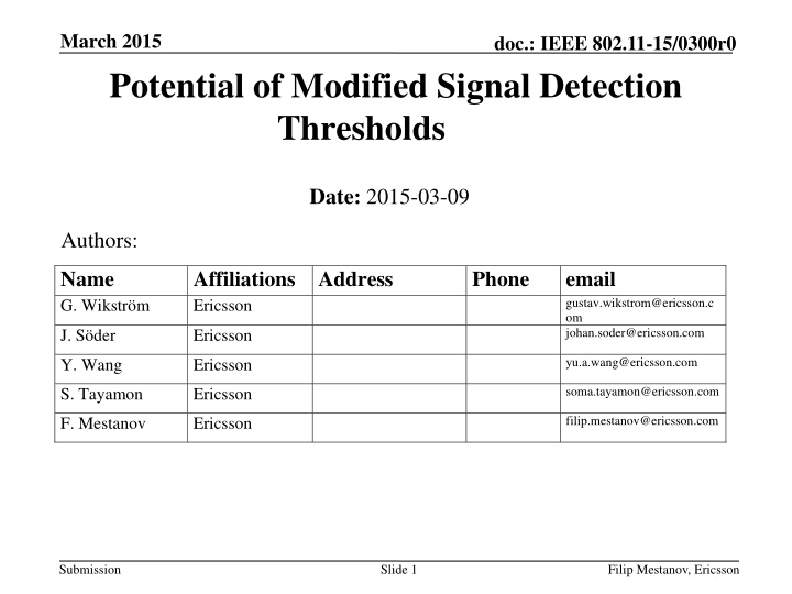 march 2015 potential of modified signal detection n.w