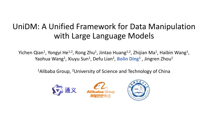 unidm a unified framework for data manipulation n.w