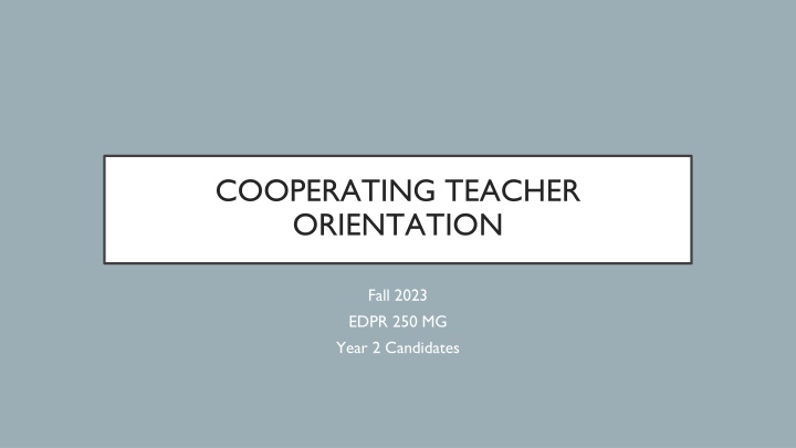 cooperating teacher orientation n.w