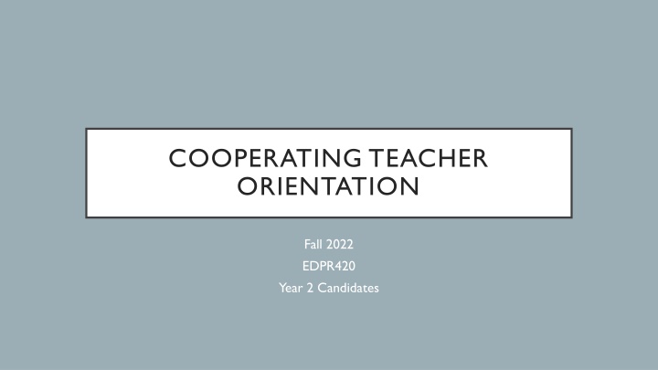 cooperating teacher orientation n.w