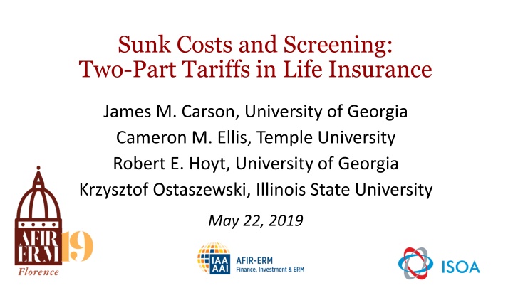sunk costs and screening two part tariffs in life n.w