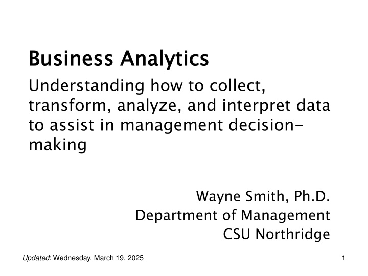 business analytics understanding how to collect n.w
