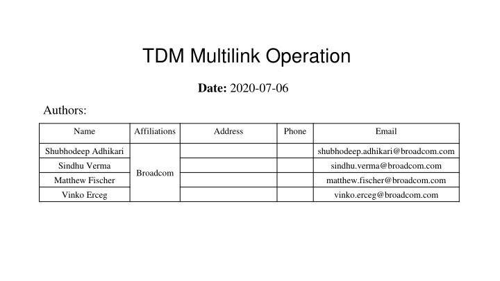 tdm multilink operation n.w