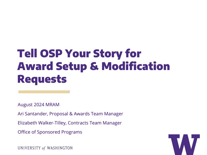 tell osp your story for award setup modification n.w