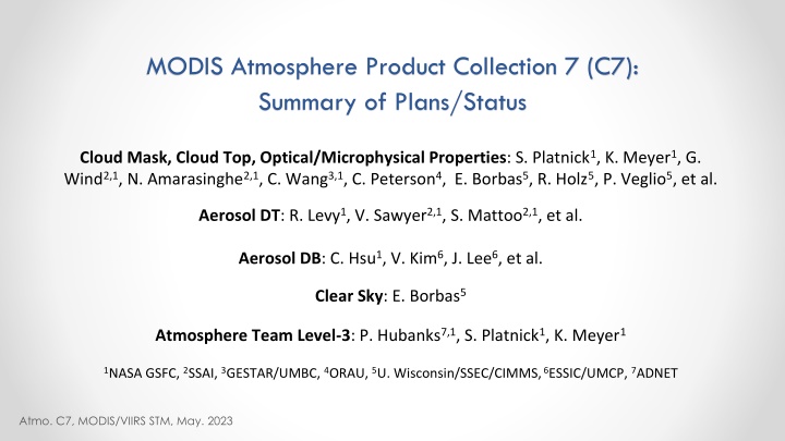 modis atmosphere product collection 7 c7 summary n.w