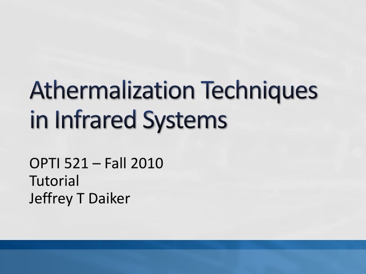 athermalizationtechniques in infrared systems n.w