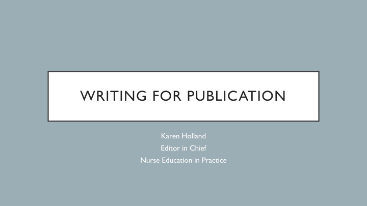 writing for publication n.w