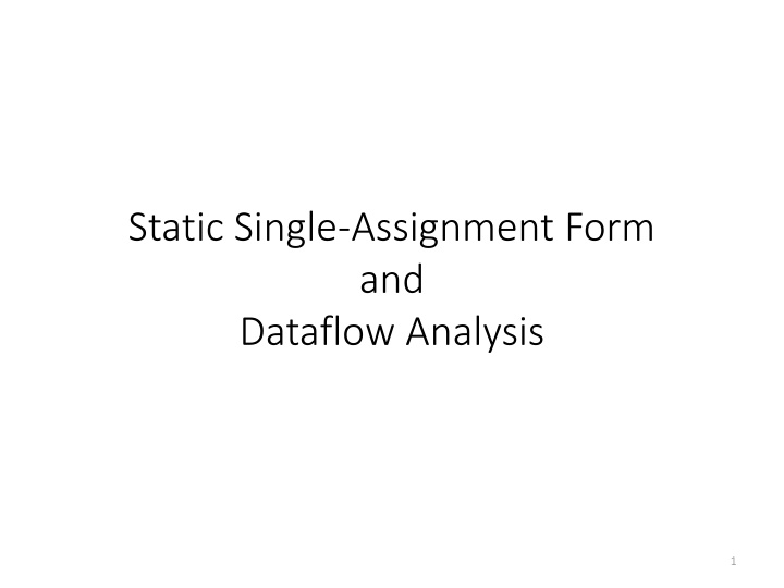static single assignment form and dataflow n.w