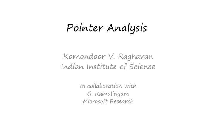 pointer analysis n.w