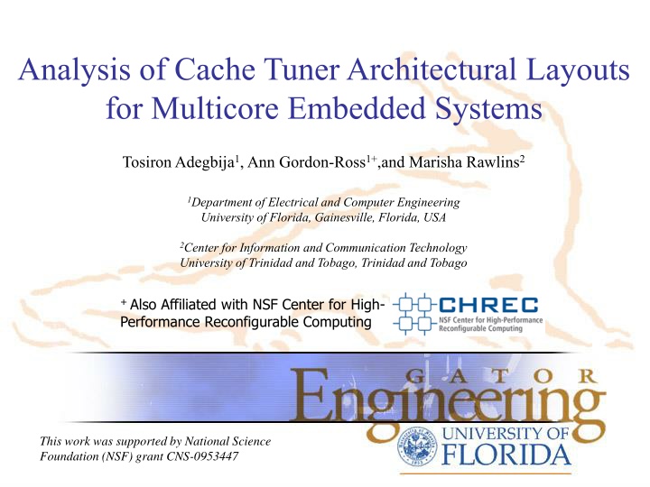 analysis of cache tuner architectural layouts n.w