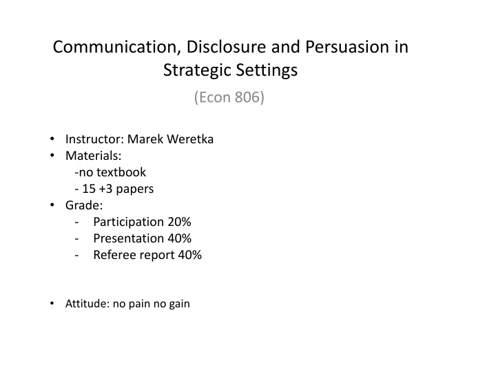 communication disclosure and persuasion n.w
