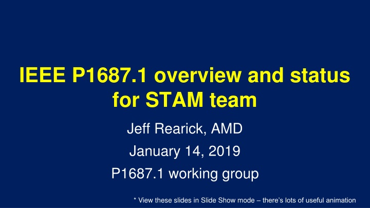 ieee p1687 1 overview and status for stam team n.w