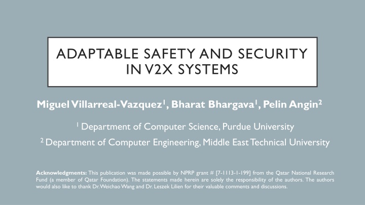 adaptable safety and security in v2x systems n.w