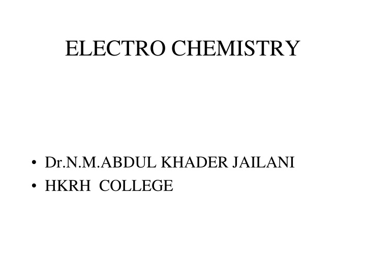 electro chemistry n.w