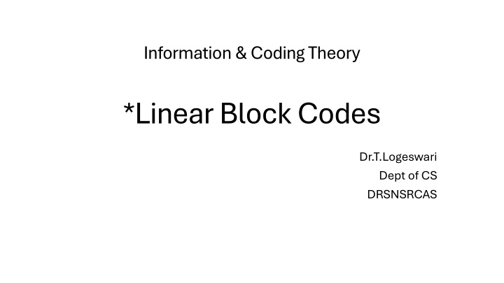 information coding theory n.w