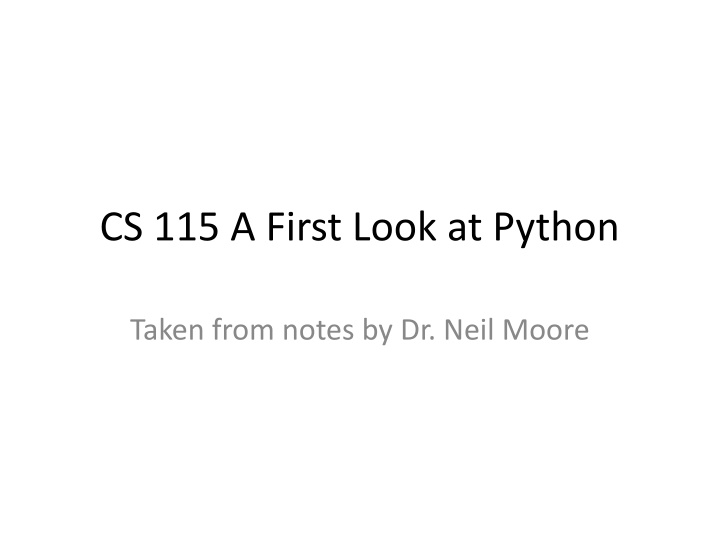 cs 115 a first look at python n.w
