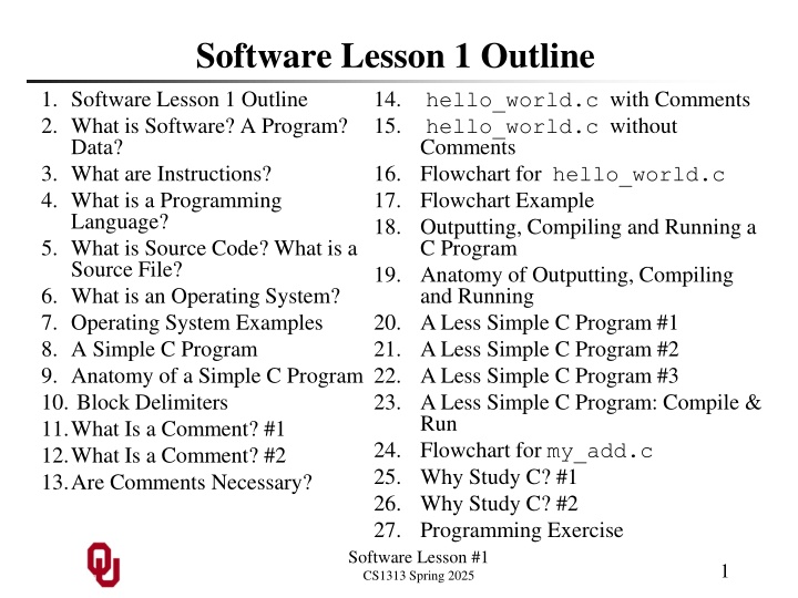 Introduction to Software and Programming