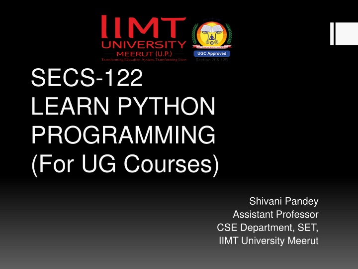 secs 122 learn python programming for ug courses n.w