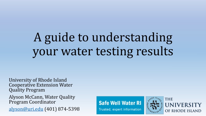 a guide to understanding your water testing n.w