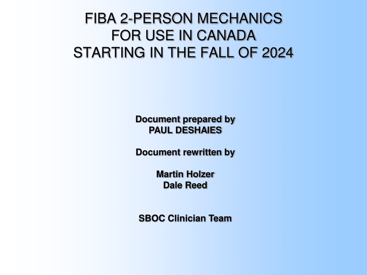 fiba 2 person mechanics for use in canada n.w