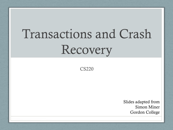 transactions and crash recovery n.w