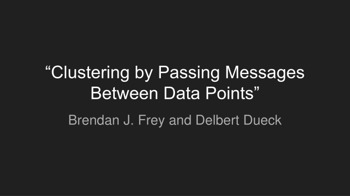 clustering by passing messages between data points n.w