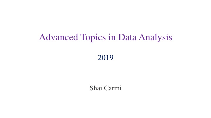advanced topics in data analysis n.w