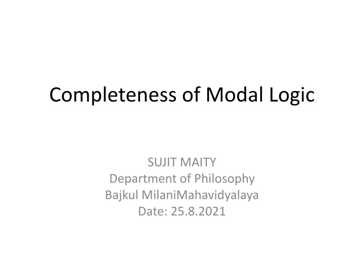 completeness of modal logic n.w