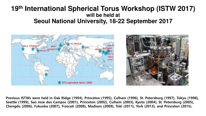 19 th international spherical torus workshop istw n.w