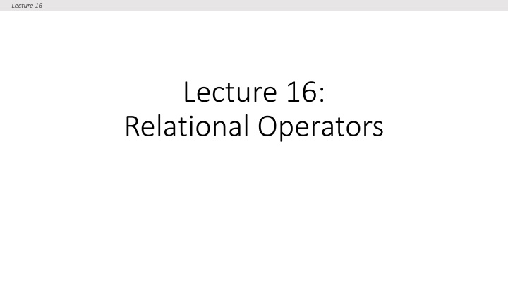 lecture 16 lecture 16 n.w